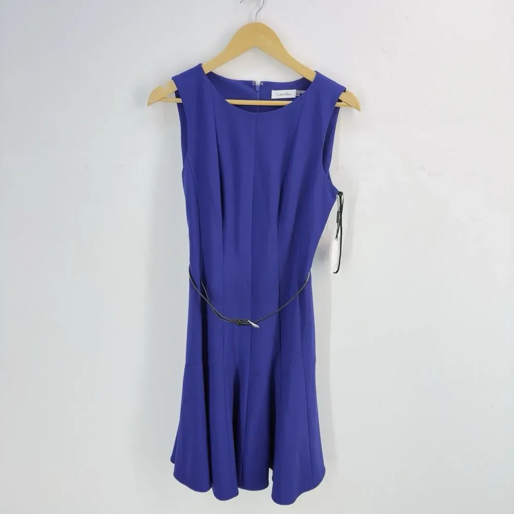 Calvin Klein Blue Dress Full Skirt Fit & Flare Party Sz 8 NWT - Picture 16 of 17
